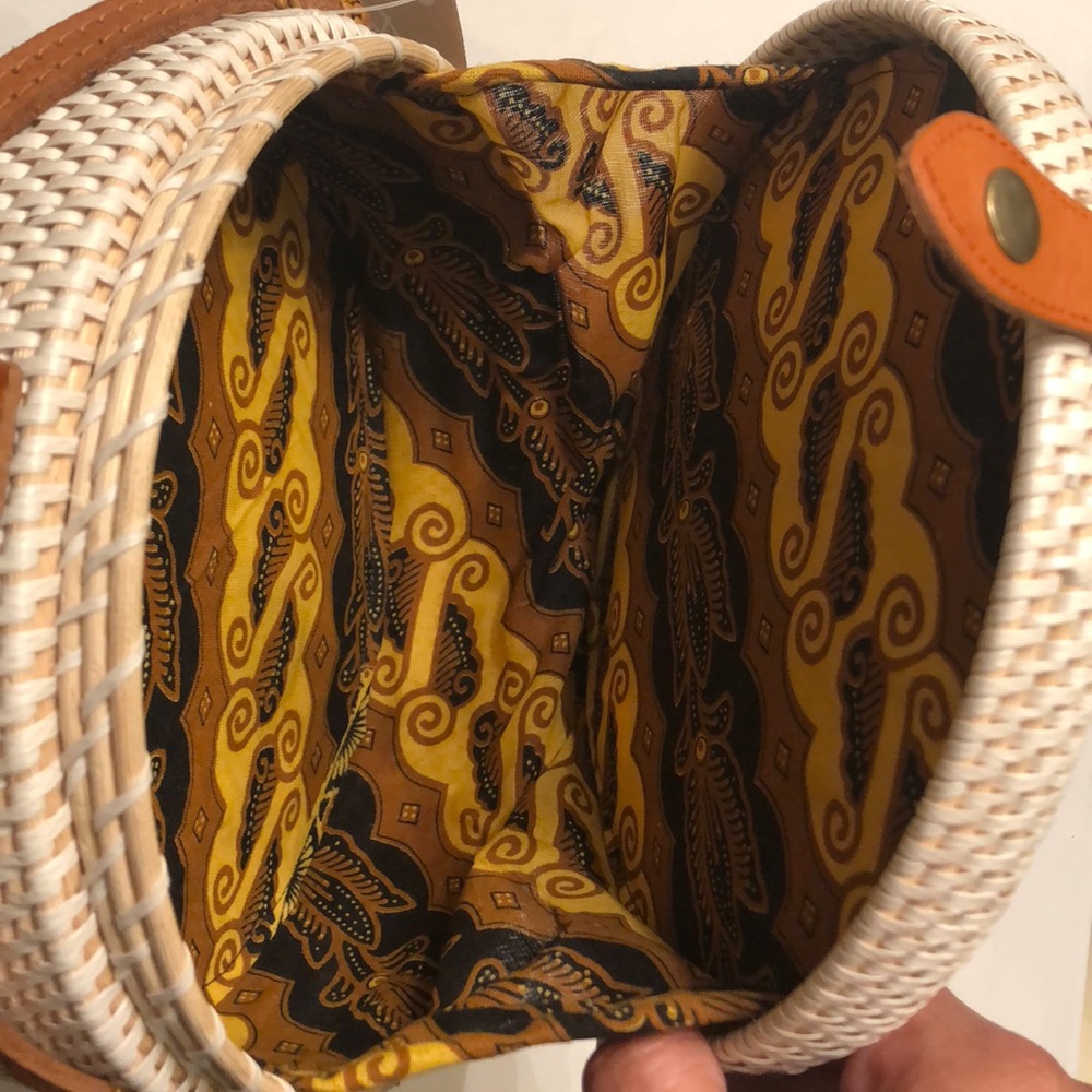 🆕Bali Handbag Ata Reed #Straw With Leather Straps - Picture 5 of 8
